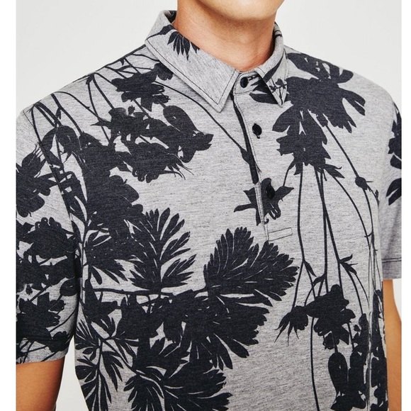NEW AG Adriano Goldschmied Bryce S/S Polo Bold flower heather grey multi - Picture 2 of 8